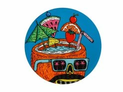 Mulga the Artist Ceramic Round Coaster 10.5cm Coconut