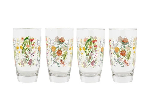 Royal Botanic Gardens Victoria Native Blooms Glass Tumbler 400ML Set of 4 Gift Boxed 1 Royal Botanic Gardens Victoria Native Blooms Glass Tumbler 400ML Set of 4 Gift Boxed