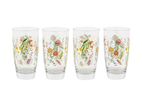 Royal Botanic Gardens Victoria Native Blooms Glass Tumbler 400ML Set of 4 Gift Boxed 2 Royal Botanic Gardens Victoria Native Blooms Glass Tumbler 400ML Set of 4 Gift Boxed - Image 2