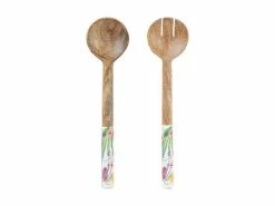 Royal Botanic Gardens Victoria Native Blooms Salad Servers Wood Enamel 31cm