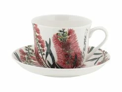 Royal Botanic Gardens Victoria Australian Botanics Breakfast Cup & Saucer 450ML Bottlebrush Gift Boxed