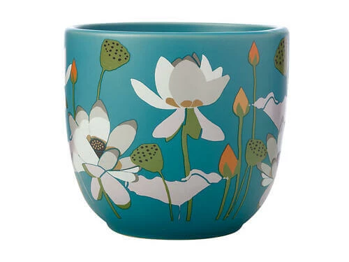 Royal Botanic Gardens Victoria Lotus Planter Pot 14cm Aqua 3 Royal Botanic Gardens Victoria Lotus Planter Pot 14cm Aqua - Image 3